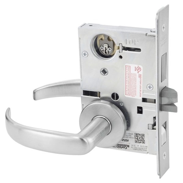 Dormitory or Exit Mortise Lock, PS Lever, A Rose, Satin Chrome
